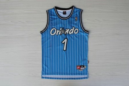 Maillot De Basket Orlando Magic Anfernee Hardaway 1 Engrener Stripe Bleu
